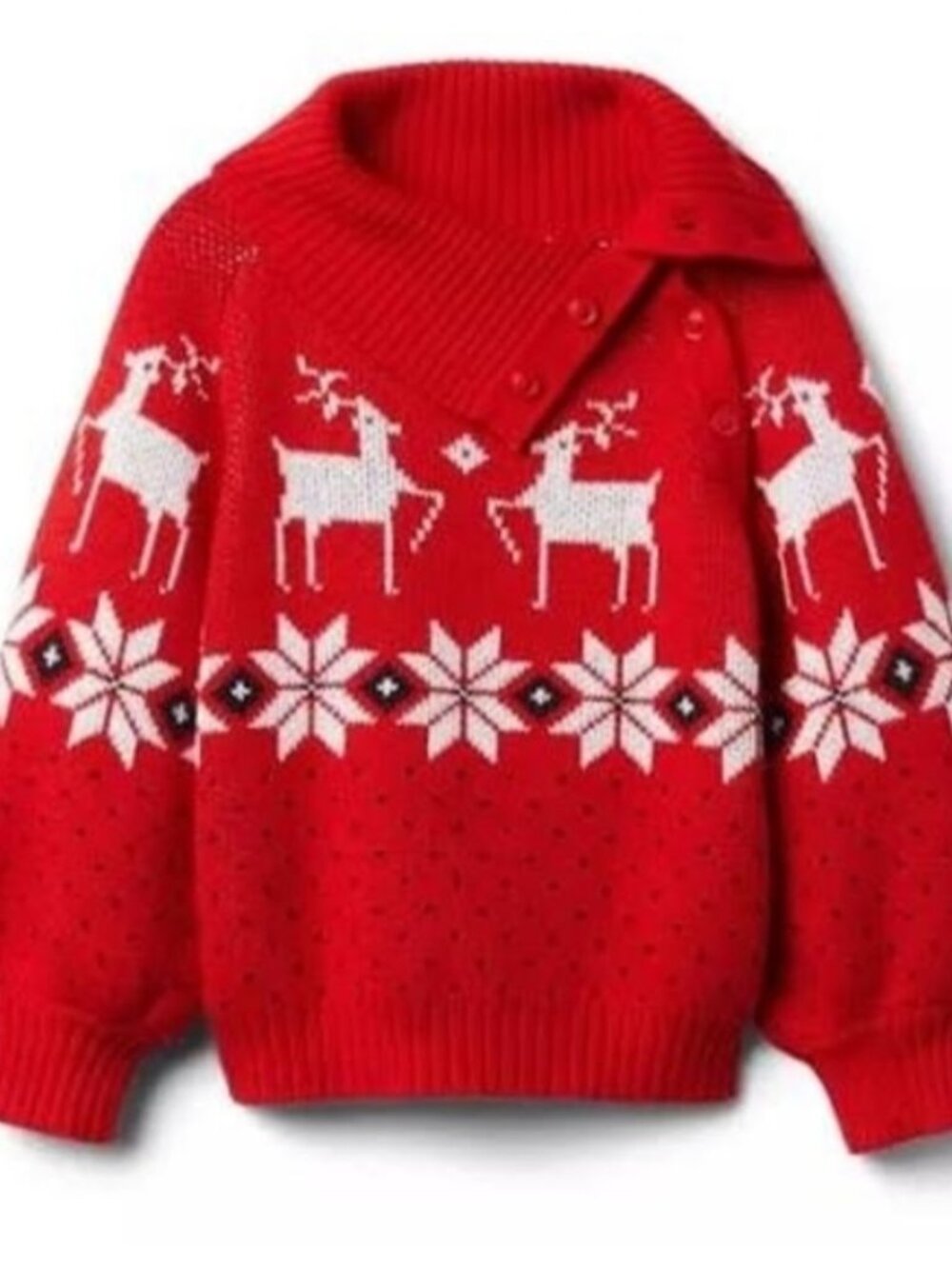 Janie and Jack Turtleneck Fair Isle Reindeer Sweater Christmas Holiday Girls' 10 - Picture 2 of 8